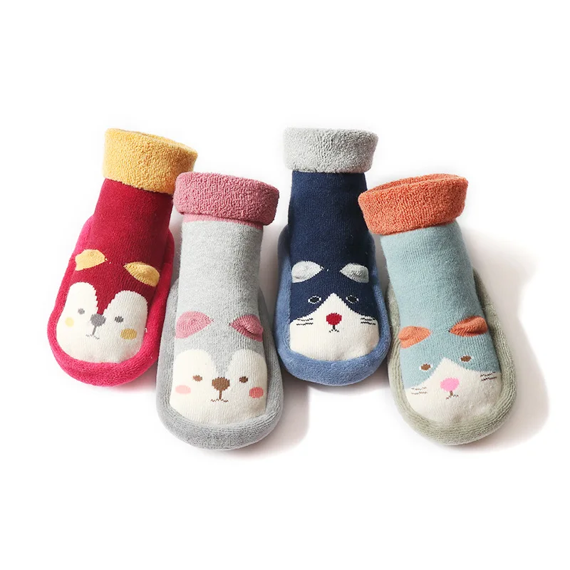 

Good selling combed cotton thickened Terry baby walk newborn 3d cartoon tube 2021 kids socks in autumn and winter