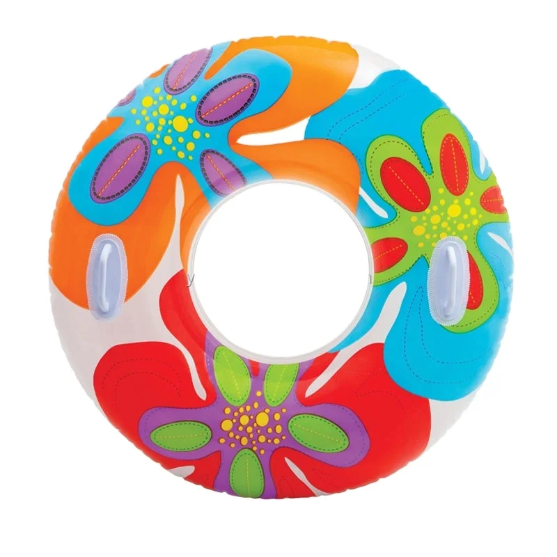High quality customize float swimming tube inflatable swim ring adult with handle for pool