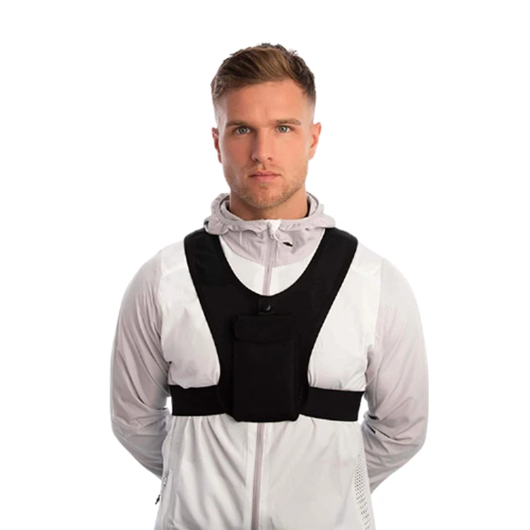 

Reflective Adjustable Waistband Marathon Sport Mobile Unisex Running Vest Phone Holder, Black