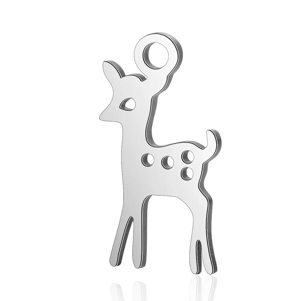 

Custom Polished Laser Cut Jewelry Cute Fawn Animal Deer Stainless Steel Charms Pendants