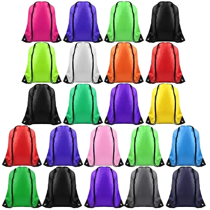 

Bulk 24pcs Nylon Drawstring Bag Rope Backpack Sports Gym Bag 15 Colors