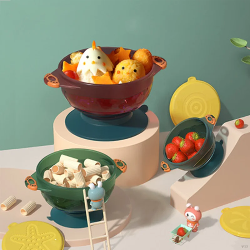 

New type of children's food complementary silica gel integrated meal plate creative slip-proof chuck bowl