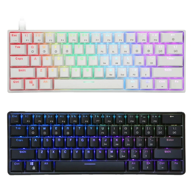 

GK61 SK61 RGB Mechanical Gaming Keyboard 61 Keys Multi Color RGB Illuminated LED Backlit Wired Programmable For PC/Mac/Win