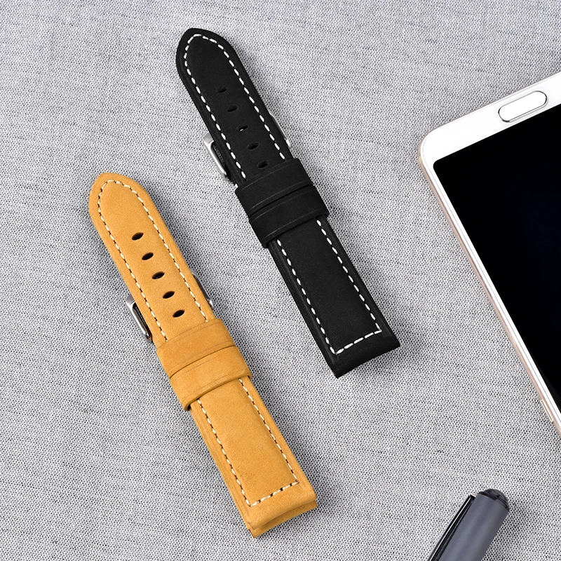 

6mm Thick Calfskin Leather Watch Strap Military Quality For Man Watch, 22mm black/brown in stock, other color custom make