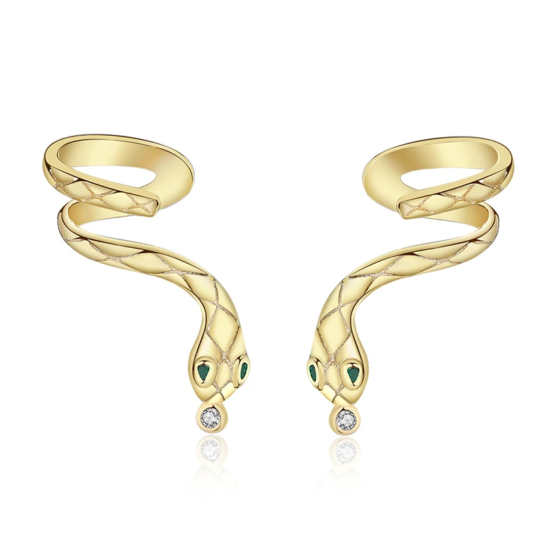 

Ins fashion popular zircon snake wrap climber earrings jewelry 18k gold plated 925 silver animal earrings