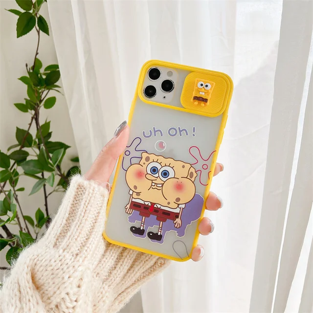 

Three dimensional cartoon lens sliding phone case For iPhone 12 mini 7 8 plus 11 Pro Soft Cover Camera Protection