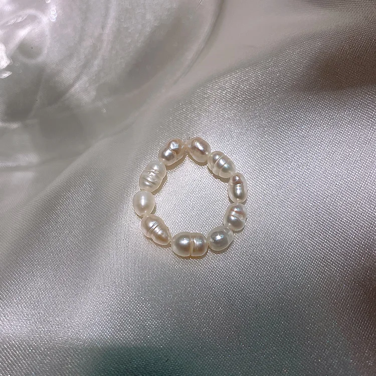 

trendy natural real baroque ring with pearl