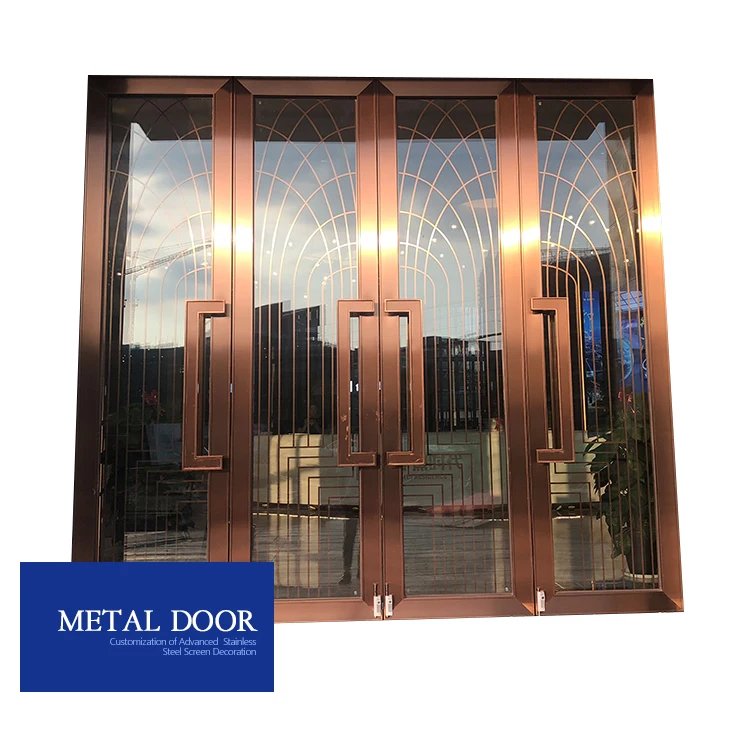 Latest Design Modern Stainless Steel Frame Swing Door Tempered Glass Double Open Big Hotel Main Entrance Door