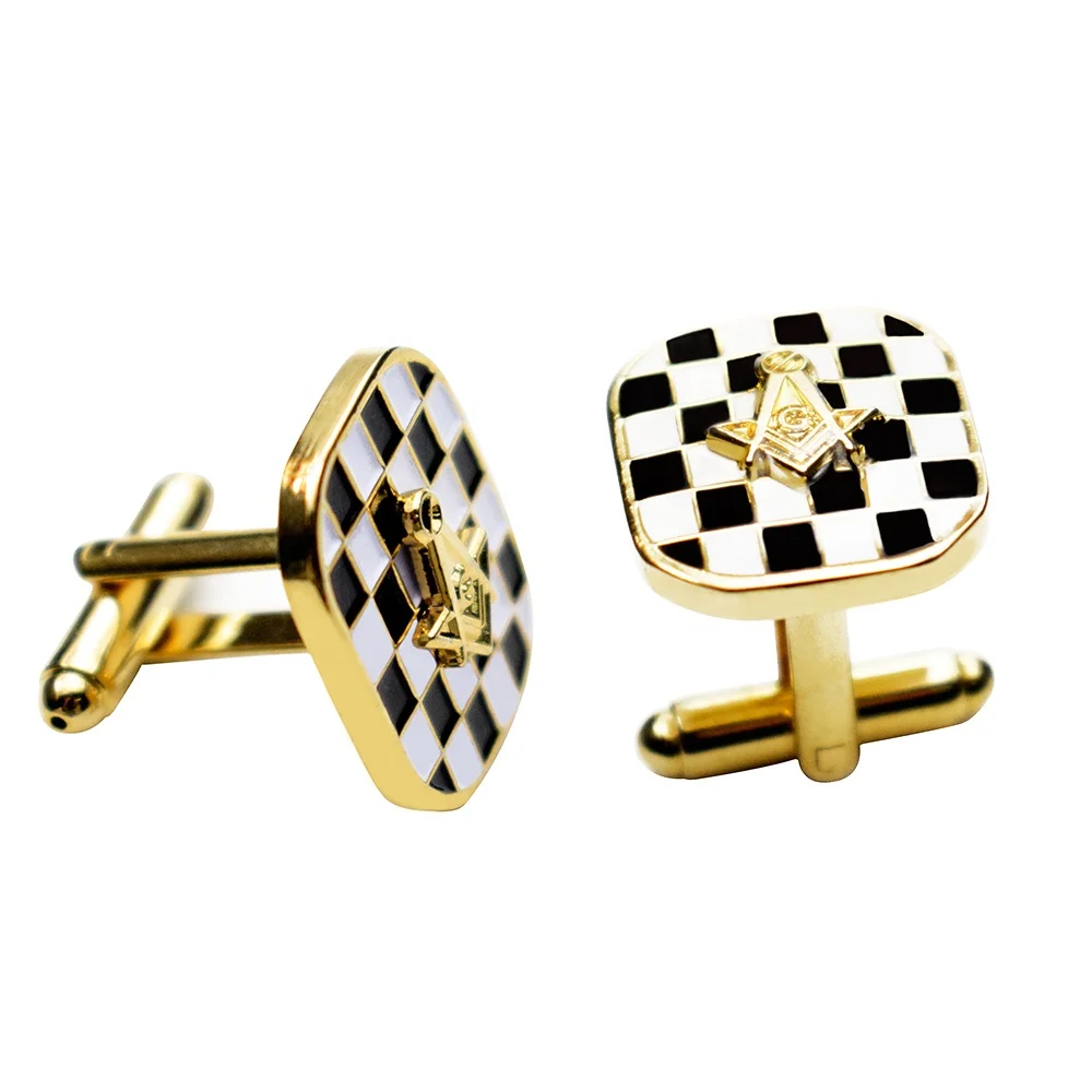 

New factory custom masonic gold plated logo metal cufflinks, Custom pin color