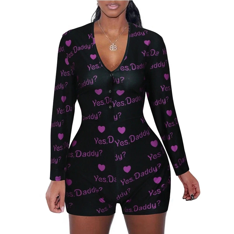 

Wholesale Yes Daddy Onesie Pajamas Knitting Adult Onesie For Women's Jumpsuit Cozy Pajamas Onsies Adult Sexy, Coloful printing