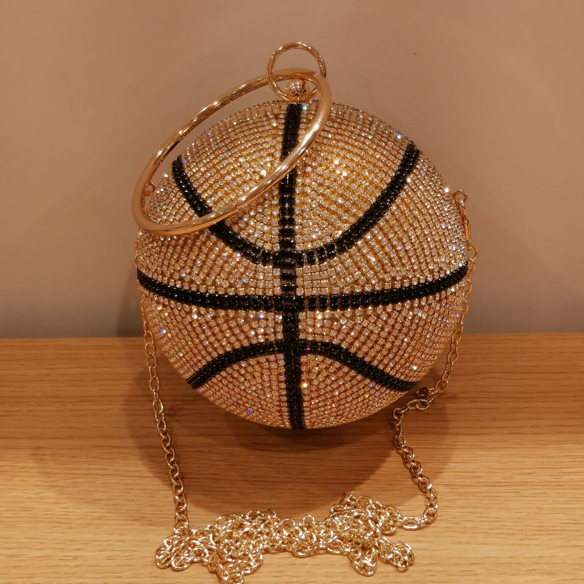 

2021 Xianjian Sparking Purse Basketball Shaped Crystal Evening Party Purse Handbag for women (XJEB2345)