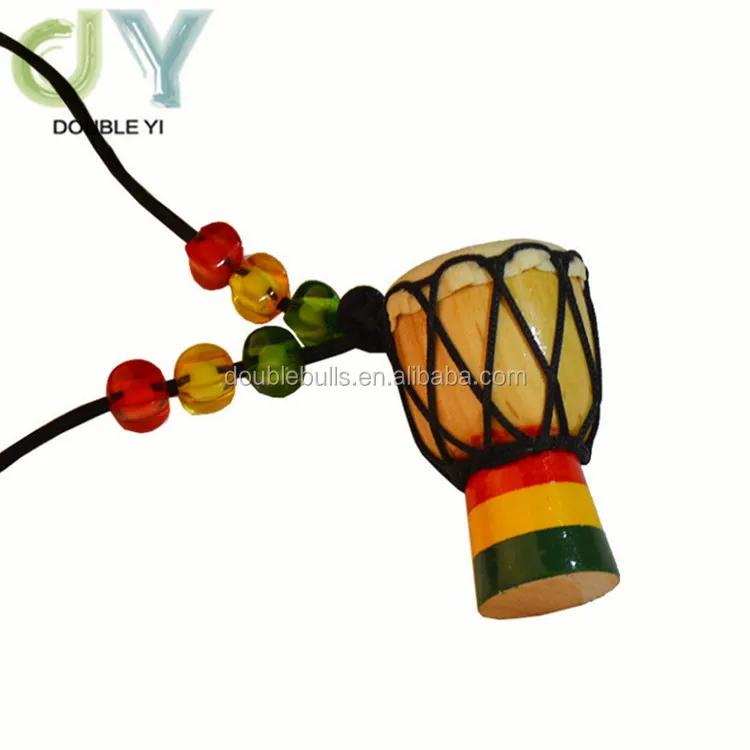 Alician Wooden Classic Mini Djembe Necklace Percussion African Hand Drum Pendant Gift 