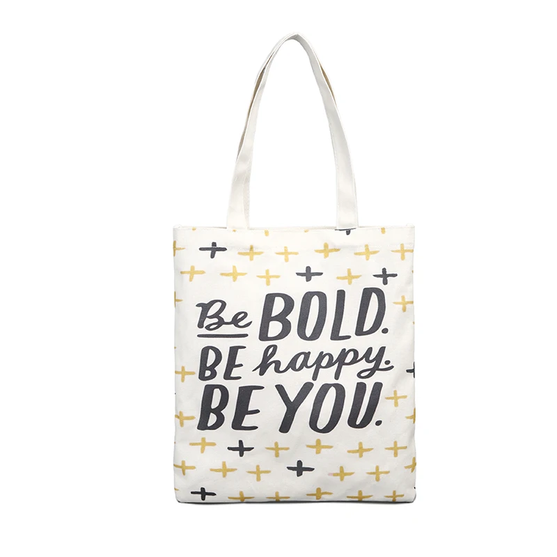 

Custom fashion printed canvas tote bag cotton handbags, White/black custom any color