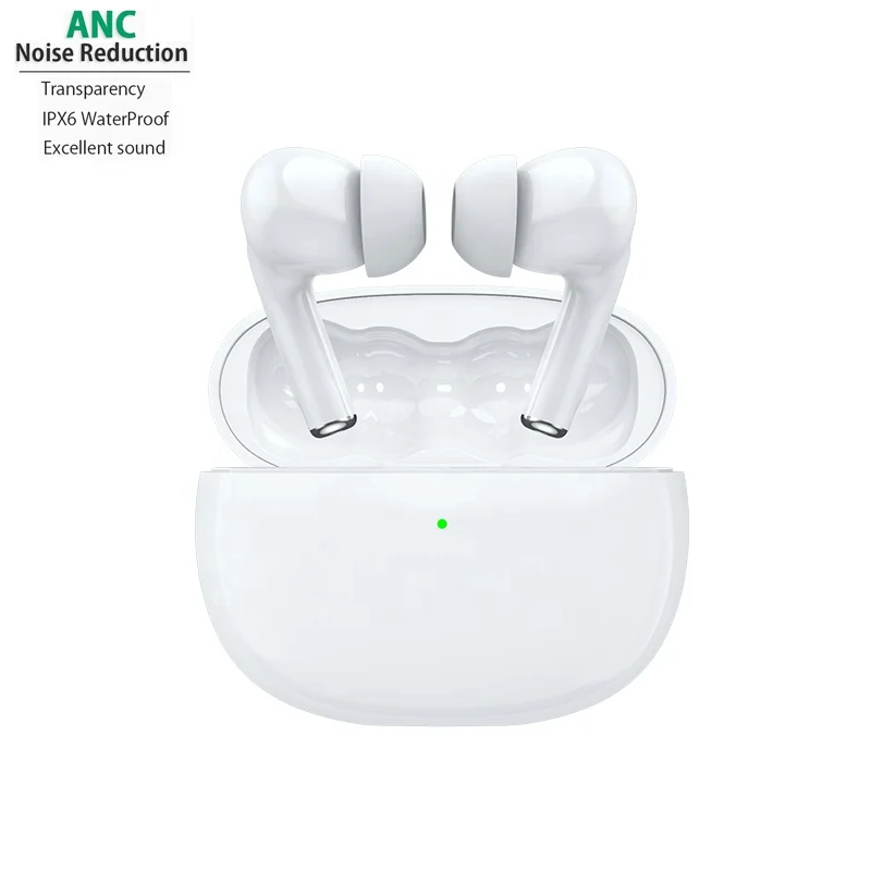 

Bluetooth 5.1 Active Noise Cancelling True Wireless Earbuds Comfortable Secure Fit Long Battery Life Great Sound ANC TWS earbuds, White black