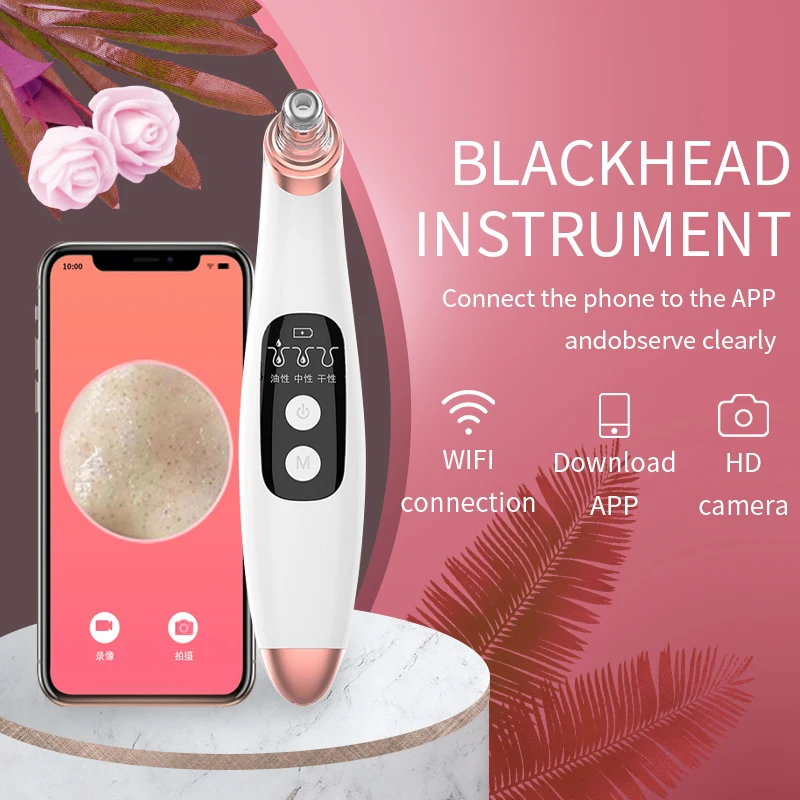 

New Trend Vision Wifi Connection With Scrubber Vacuum Whitehead Deep Blackhead Acne Remover