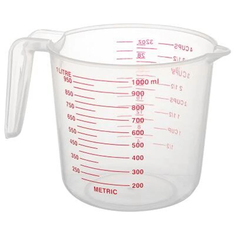 

250/500/1000ml Food Grade Plastic Measuring Cup English Scale Jug Pour Spout Kitchen Accessories For Caking Baking Tool, Transparent