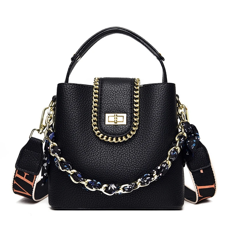 

XP1164 Soft leather bucket bag double shoulder strap messenger bag casual shoulder portable