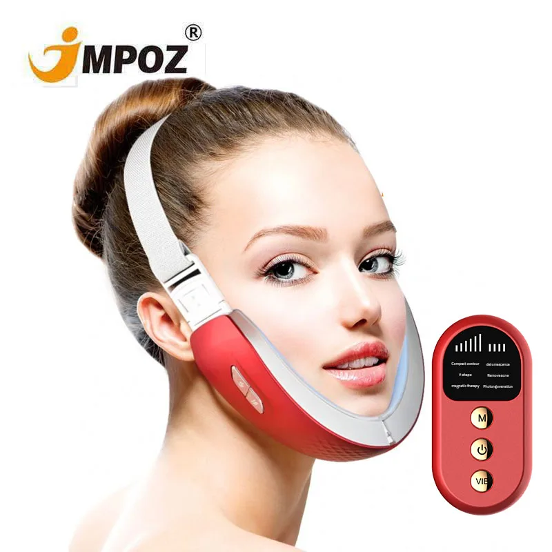 

Portable EMS V-Face Massager Belt V-Shape Line Face Lift Up Bandage Women Thin Face Chip Beauty Equipment Face Massager, White/red