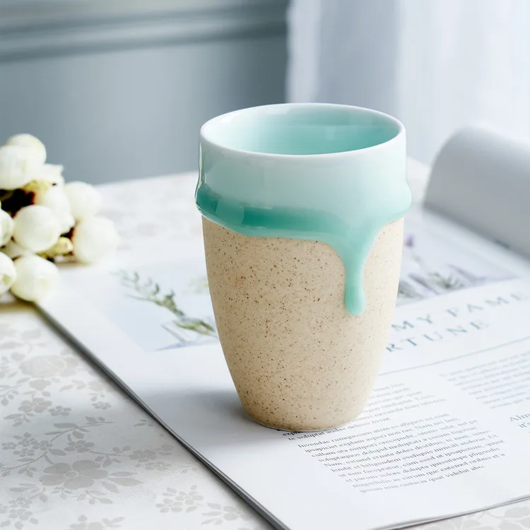 

Chinese style matte green ice-cream design clay water cups, As pciture
