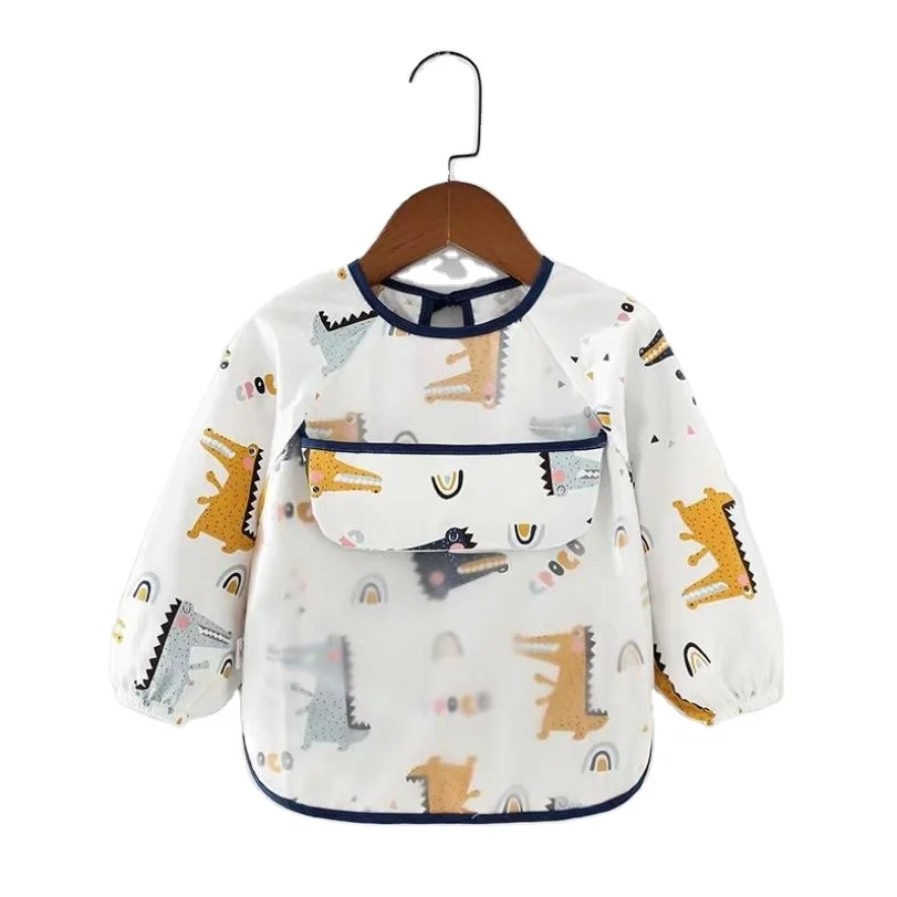 

Children's smock baby meal bib long sleeve cotton waterproof cartoon cute anti-dirty feeding bibs