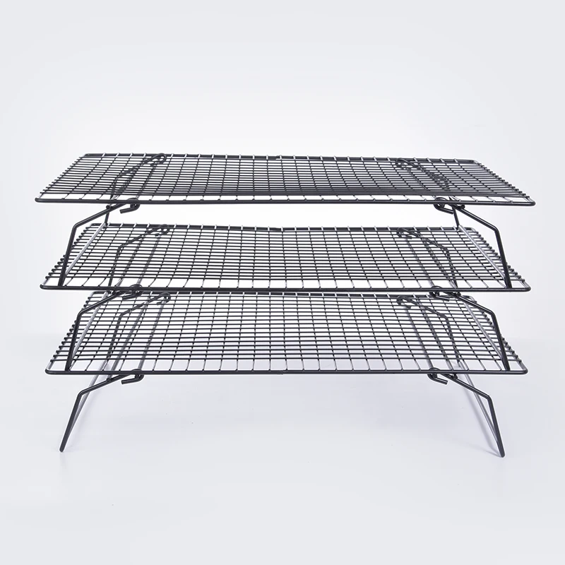 

YZ1239 Iron Stackable Non-Stick Cooling Rack Set Of 3, Black