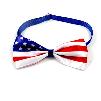 

Amazon Hot Sale Flag Bowknot Pet Cat Dog Collars Independence Puppy Kitty Accessories Dog Bow Tie Collar, Print