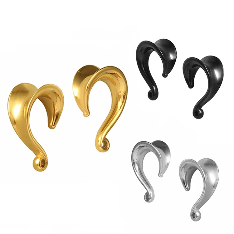 

Unique DIY Stainless Steel Ear Piercing Hooks Ear Expander Weights Gauges Flesh Tunnels Piercing Body Jewelry, Gold,black,silver