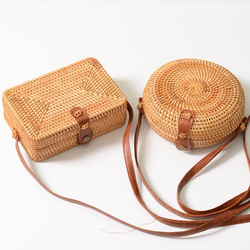 

2020 Summer rattan straw purse Beach handbags for women bamboo handmade ladies bag, 2 color