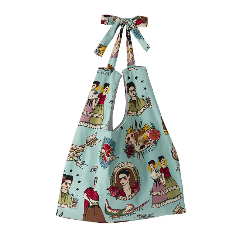 

Abstract realism mint blue canvas bag simple versatile ladies shoulder bag women's tote bag, Customized color