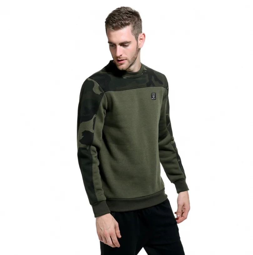 

High Quality Camouflage Print Mens Fashion Casual Sports Long Sleeve Custom Wholesale Hoodie Round Neck Sweatshirt, As picture