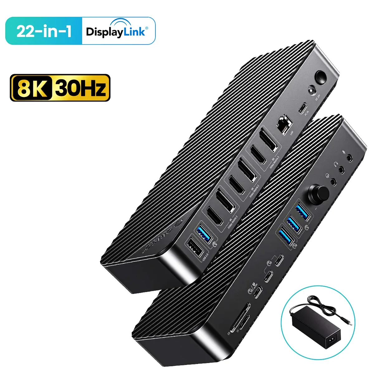 Orico 22-in-1-USB-C-Dockingstation (DisplayLink, drei Monitore) von Orico