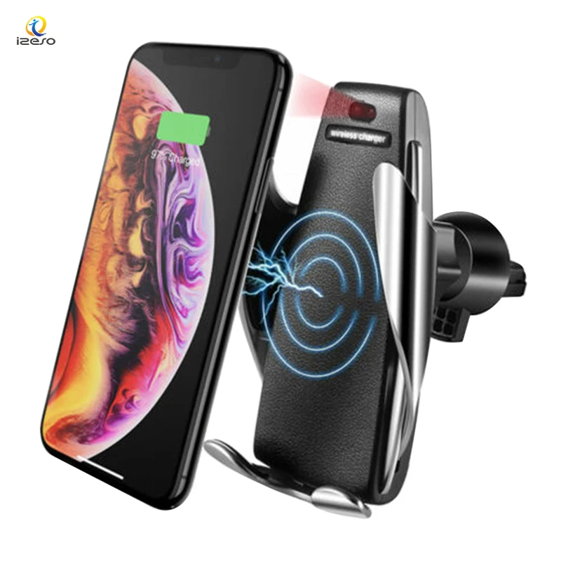 

Amazon Hot Sale 2021 S5 10W Wireless Car Charger Automatic Clamping Qi Standard Phone Holder Mount Fast Wireless Charger, Black