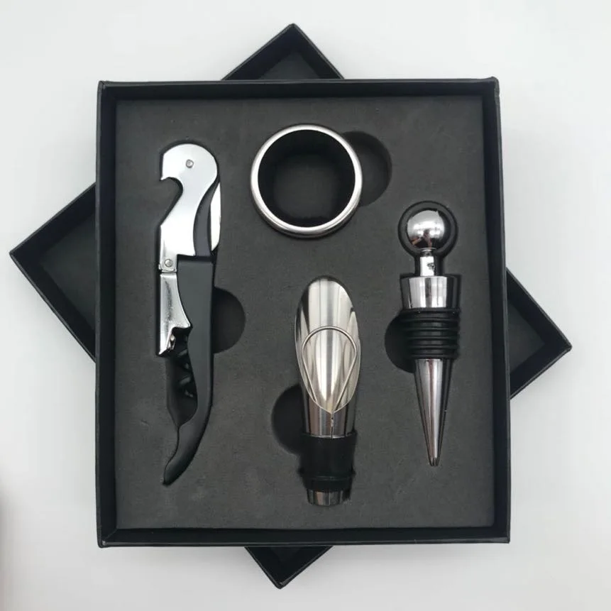 

Hot sale New Style 4pcs Wine Opener Gift Set For Promotion or Bar club Kitchen