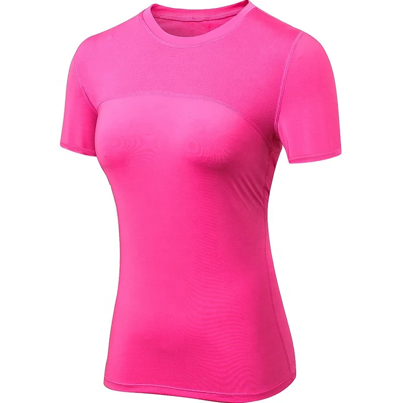 

New Wholesale classic blank design workout t shirt women compression top