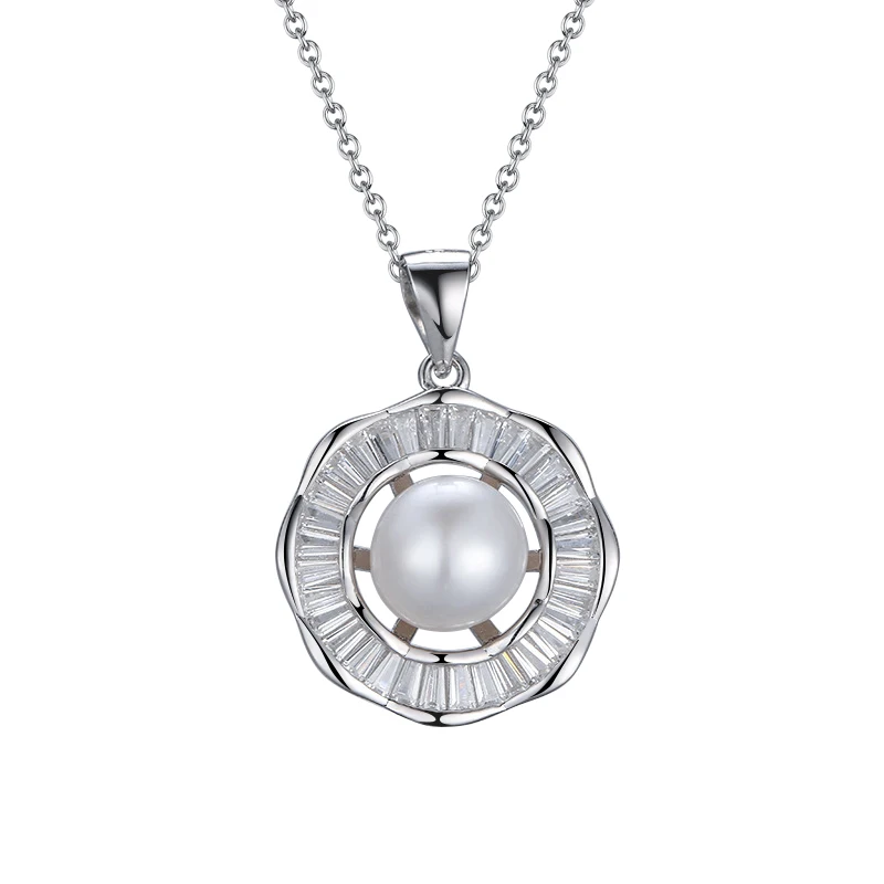 

RINNTIN GPN11 Fine Jewellery Flower Pendants 925 Sterling Silver Pearl Necklace