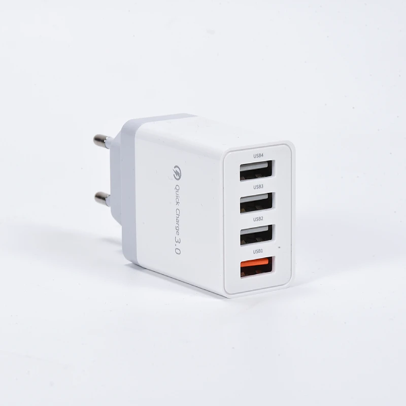 

Full Power CE ROHS Certified QC 3.0 Fast Charger 4USB Port Smart Travel Mobile Phone Charger 5V 9V 12V quick Charger