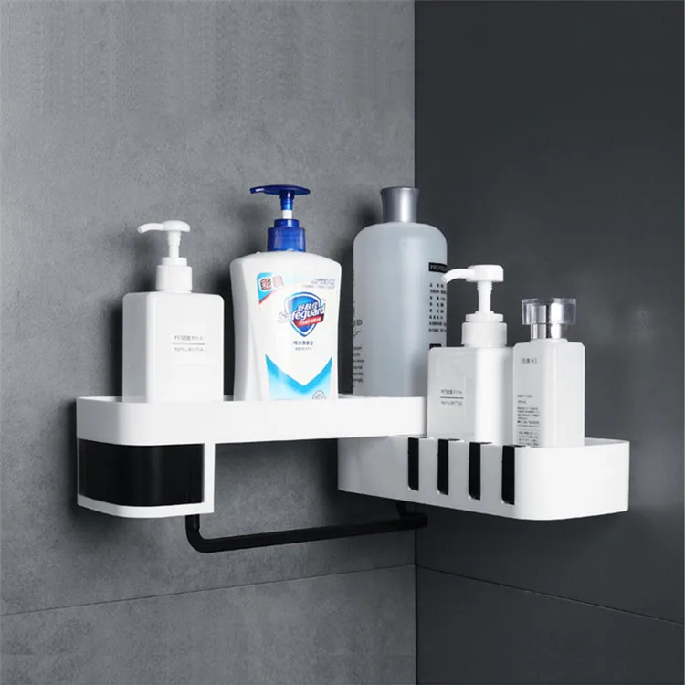 Bathroom rotate storage holders rack organizer wall kitchen storage organization shelf with 4 hook