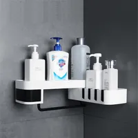 

Bathroom rotate storage holders rack organizer wall kitchen storage organization shelf with 4 hook