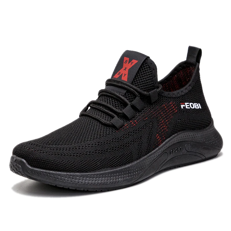 

New Arrival Fashion Men's Running Shoes Breathable Sneakers Mesh Sports Shoes, Black white