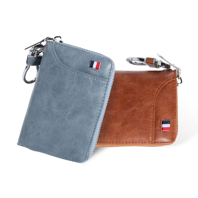 

Best Selling mini card wallet with key chain fashion pu leather wallet with key ring rfid wallet with key holder, Various colors available