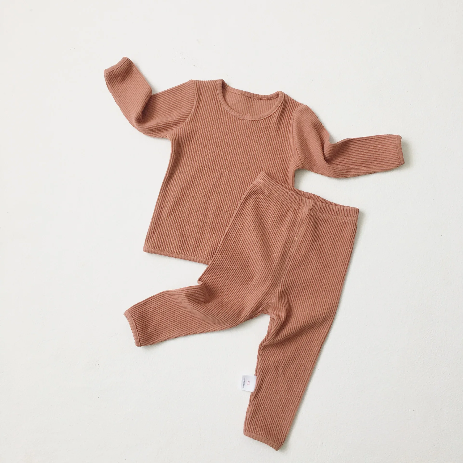 

newborn baby clothes solid colour ribbed baby 2pcs pajamas Rib Cotton Clothing set, Pink