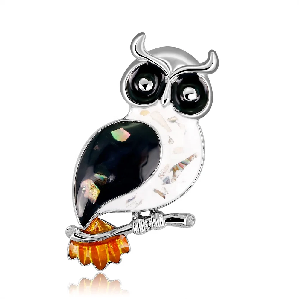 

Fashionable and Cute Animal Owl Shell Brooch Jewelry, Picture shows