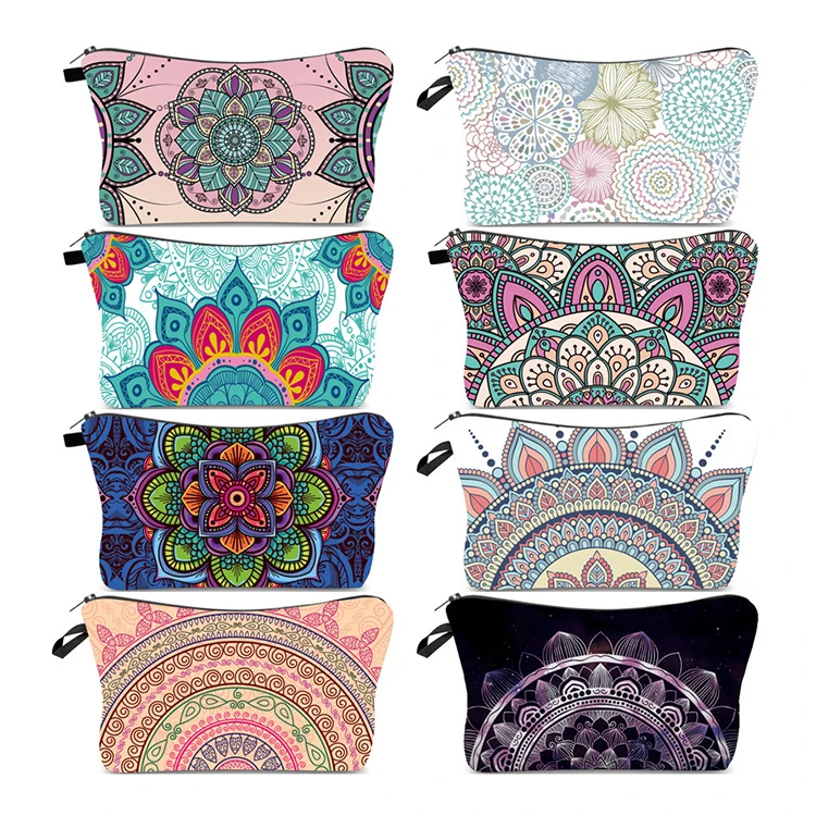 

YASEN Polyester Mandala Pattern Portable Women Travel Storage Bag Toiletries Organizer Cosmetic Bag Waterproof Female MakeUp Bag