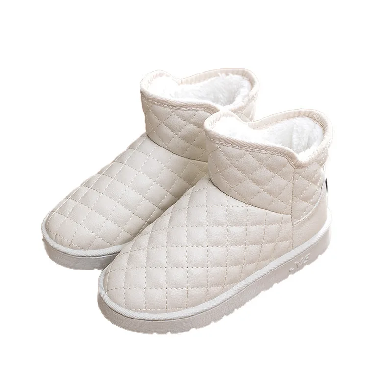 

Winter PU leather waterproof indoor, non-slip, warm and thick soles with soft padded shoes for women