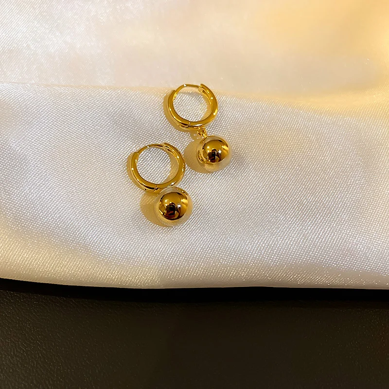 

real gold plated 14K drop ball earrings for party