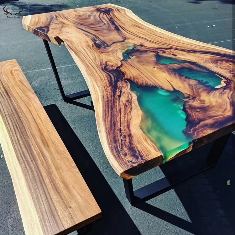 Adora Unique Fait Naturel Solide Époxy Haut Table en Bois Adorable Cuisine Décorative 