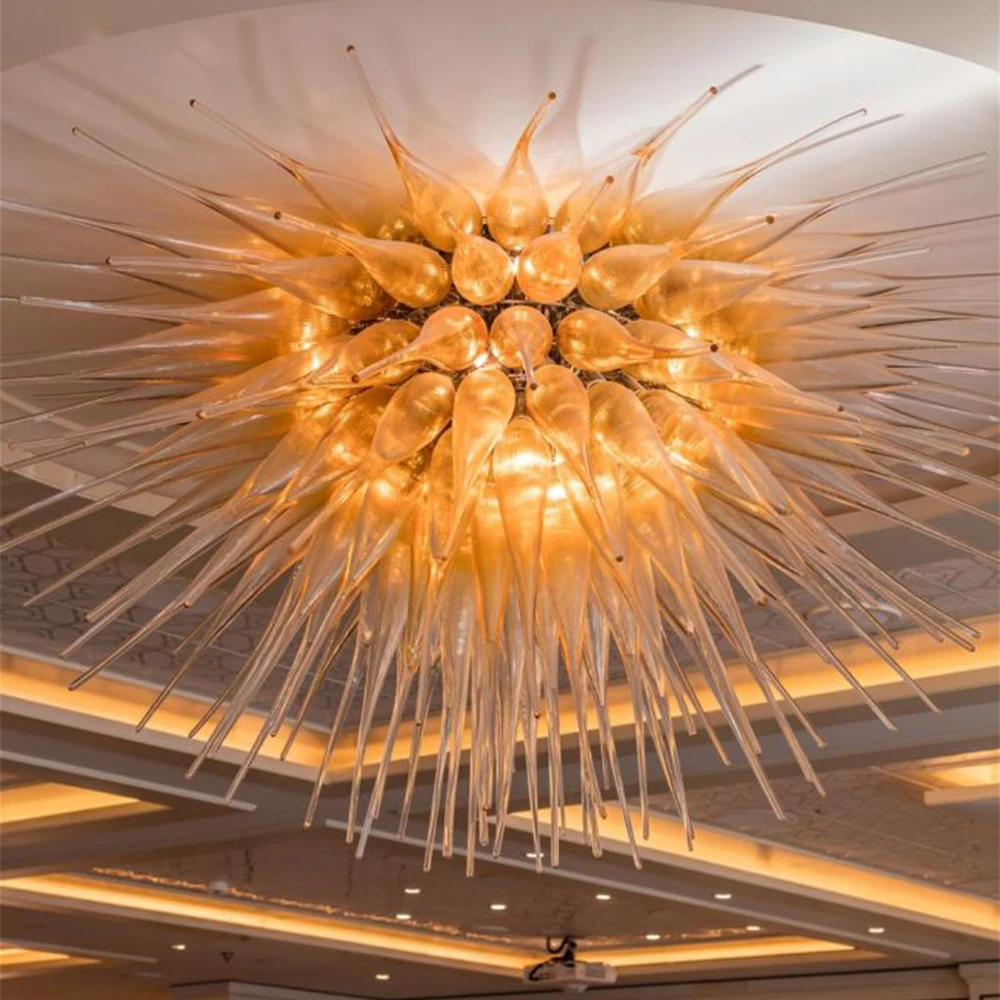 Luxury Flower Pendant lamp Light Blown Murano Glass Wedding Hall Modern Art Chandelier