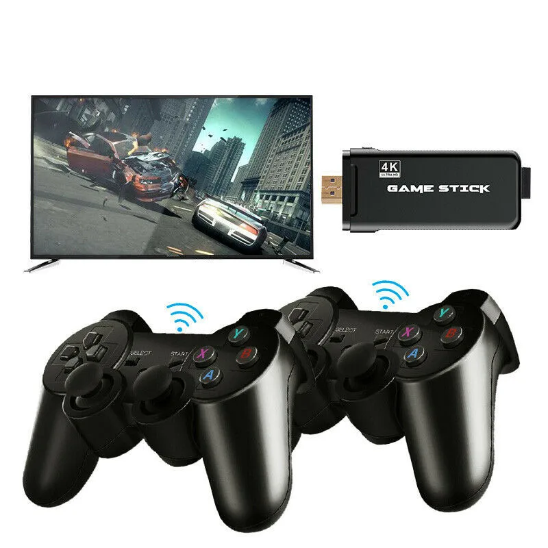 

4K HD Game Stick Family Tv Retro Video Game Console With Dual 2.4G Wireless Controller Built In 10000 Games 40 Emulators, Black