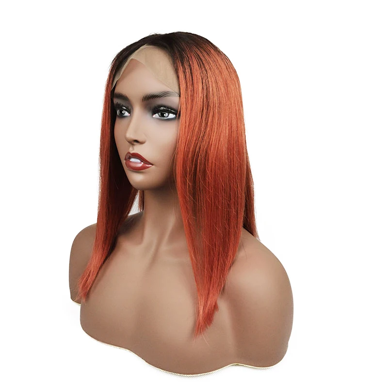 
1B350 Ombre Two Tone Bob Human Hair Lace Frontal Wigs Unprocessed Bob Straight Remy Tape Virgin Hair Extensions 