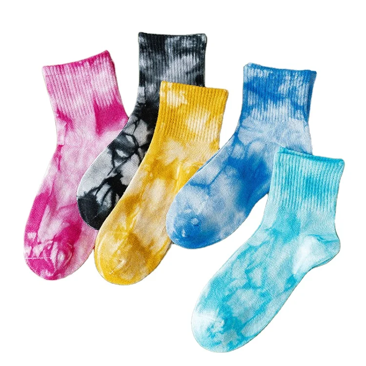 

New Custom Designs Girls Colorful Tie Dye Youth Socks, Multi color